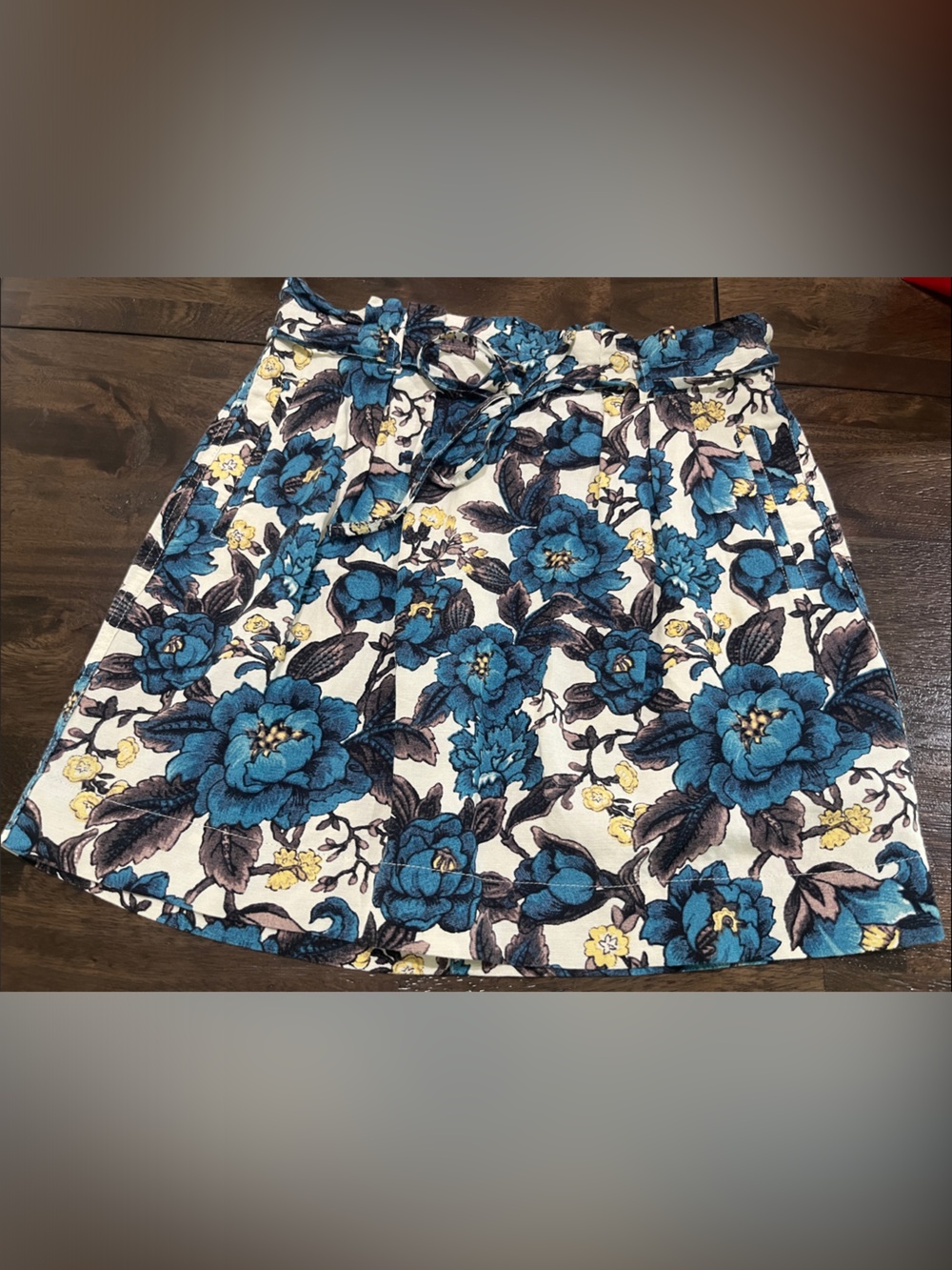 Linen Blend Ann Taylor Loft Petite XXS NWOT Cream Blue Floral Skirt XXSP